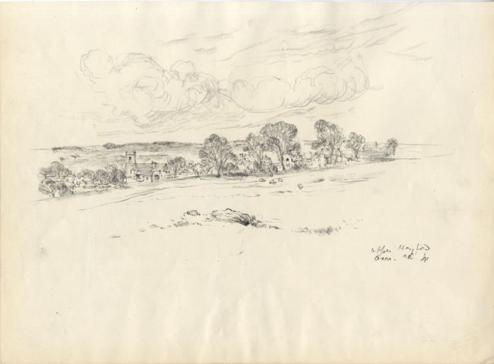 Sir Reginald Blomfield RA - 1942 Charcoal Drawing, English Landscapes