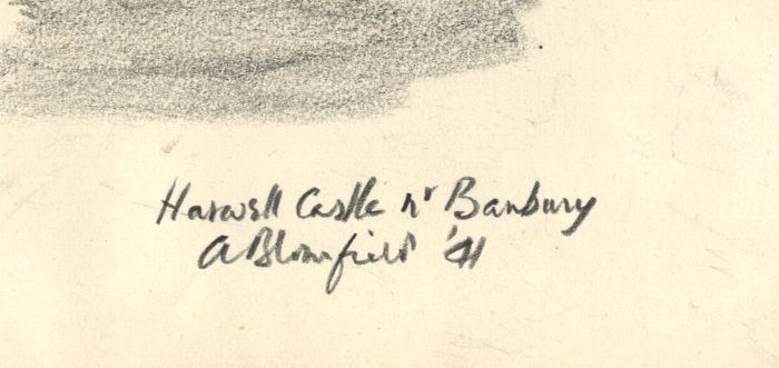 Austin Blomfield - 1941 Charcoal Drawing, Hanwell Castle nr Banbury