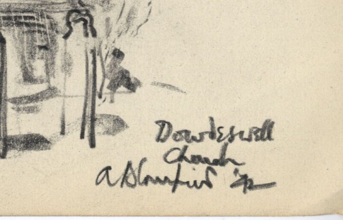 Austin Blomfield - 1942 Charcoal Drawing, Dowdeswell Church