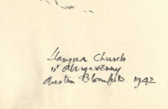 Austin Blomfield - 1942 Charcoal Drawing, Llangua Church nr Abergavenny