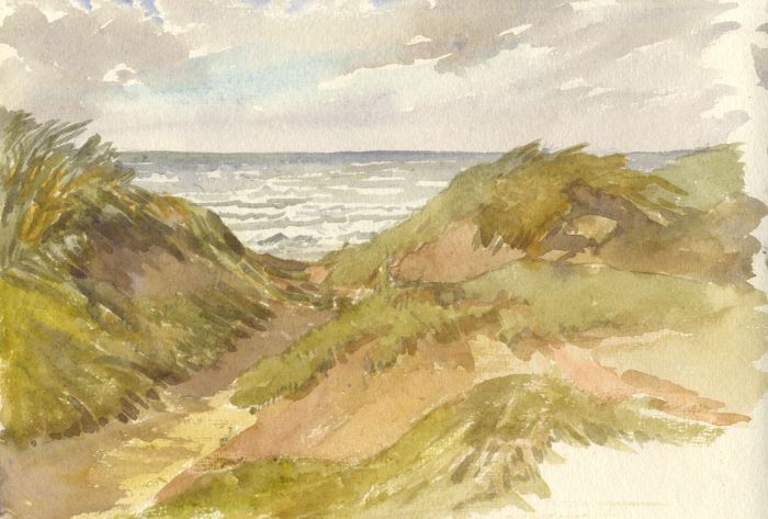 Austin Blomfield - 1935 Watercolour, Harlech Towards Porthmadog