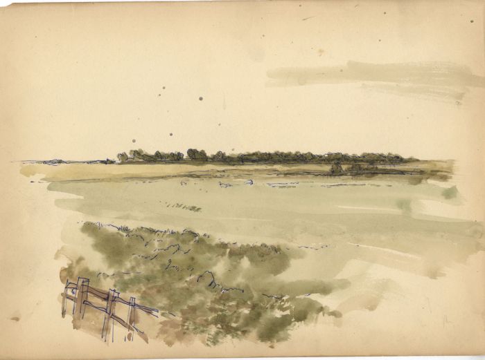 Sir Reginald Blomfield RA - Late 19th Century Watercolour, Field View