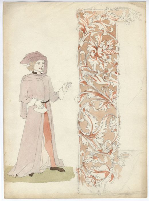 Archive of Sir Reginald Blomfield RA - 20th Century Watercolour, Medieval Figure