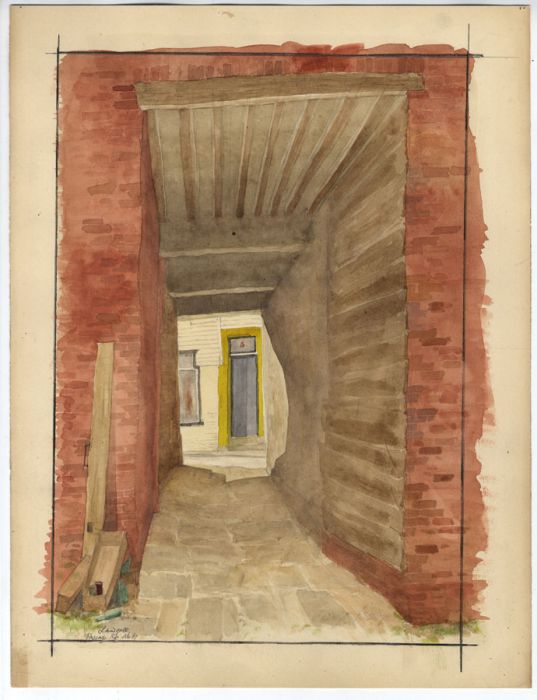Sir Reginald Blomfield RA - 1967 Watercolour, Norwich Street Scene