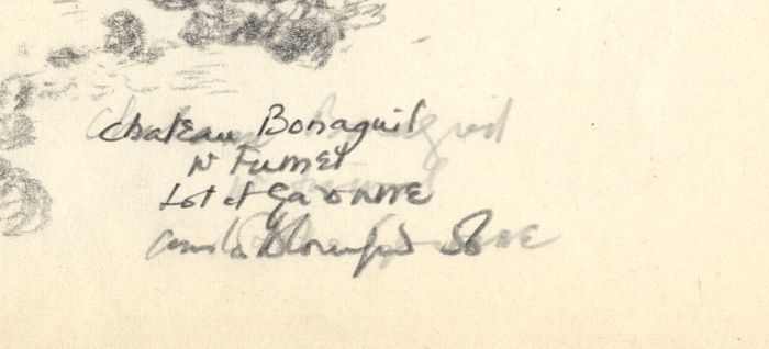 Austin Blomfield - 1956 Charcoal Drawing, Château de Bonaguil nr Fumel