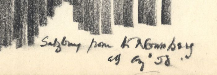 Austin Blomfield - 1958 Charcoal Drawing, Salzburg form Nomberg