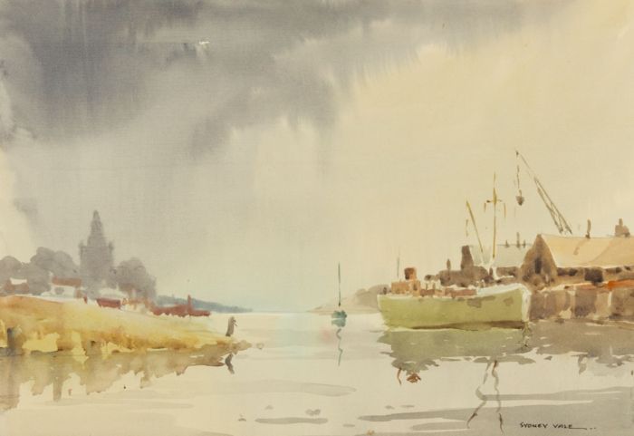 Sydney Vale FRSA - Large Mid 20th Century Watercolour, Estuary Landscape