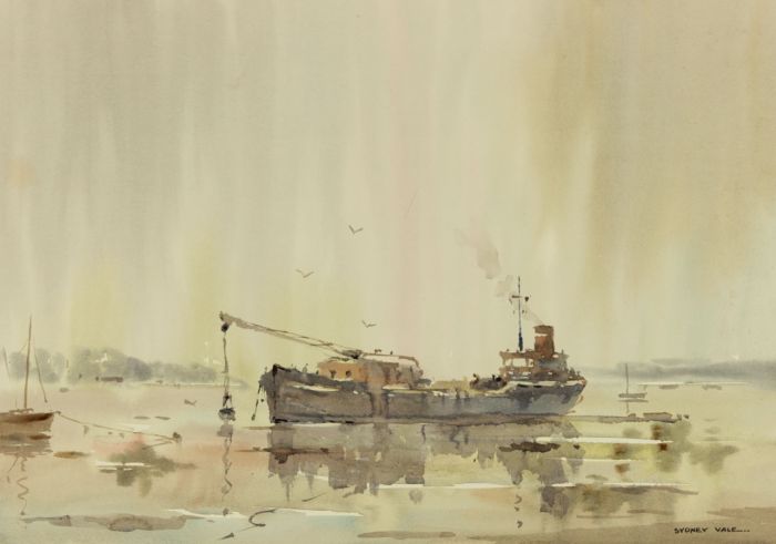 Sydney Vale FRSA - 20th Century Watercolour, Impressionist Seascape with Ship