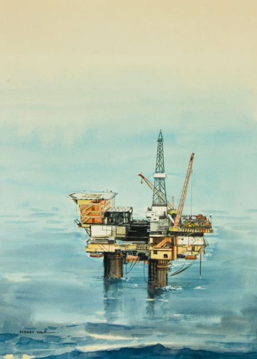Sydney Vale FRSA - Large Mid 20th Century Watercolour, Oil Rig