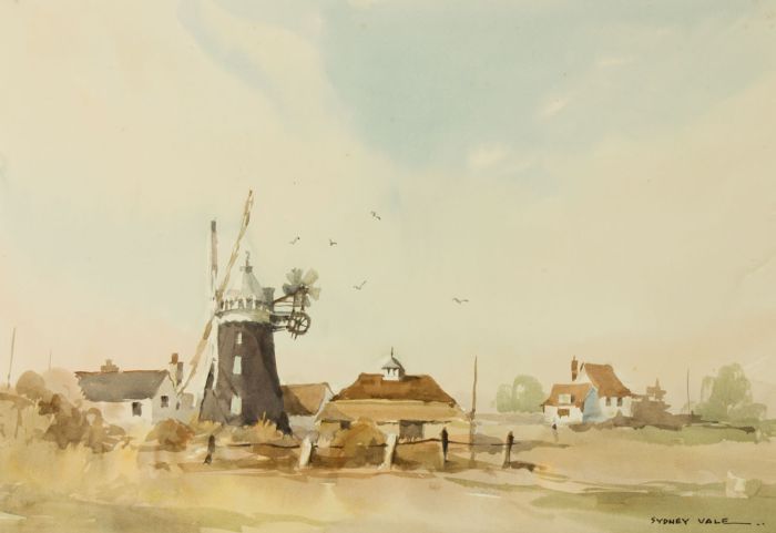 Sydney Vale FRSA - Large Mid 20th Century Watercolour, Landscape with Windmill