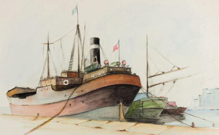 Sydney Vale FRSA - Mid 20th Century Mixed Media, Ship