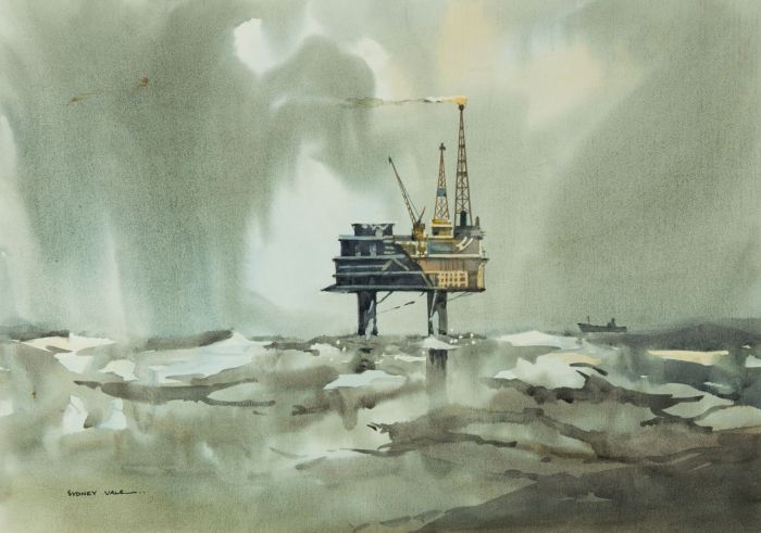 Sydney Vale FRSA - Mid 20th Century Watercolour, Charlie' Oil Rig