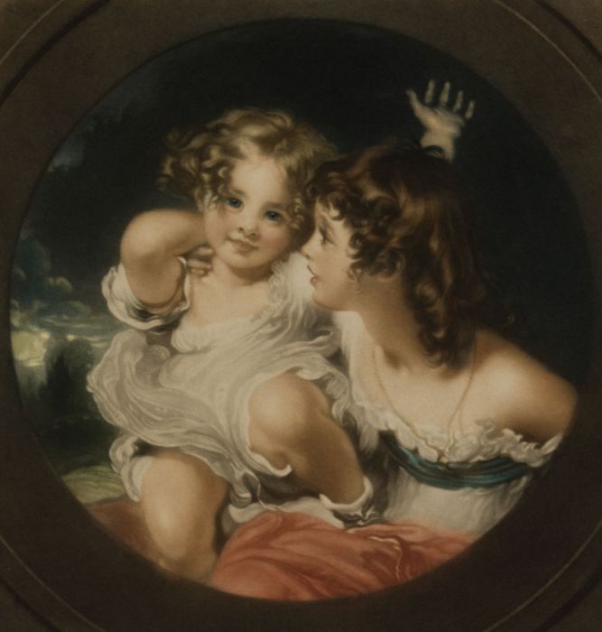 Ellen Jowett (b.1874) - 1908 Mezzotint, Two Young Girls