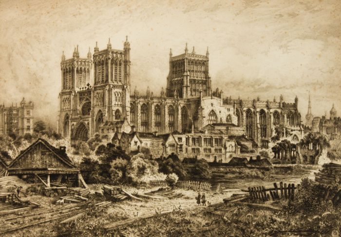 Charles Bird - Late 19th Century Etching, Bristol Cathedral