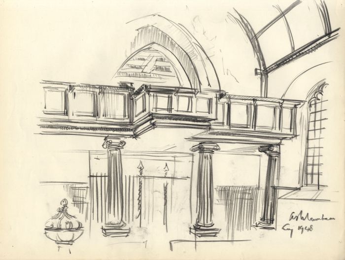 Austin Blomfield - Set of 3 Mid 20C Charcoal Drawings, Building Sketches