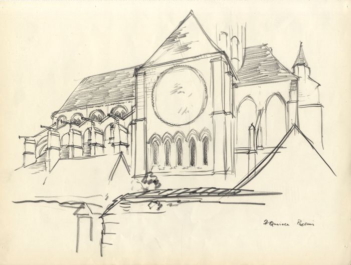Austin Blomfield - Set of 3 Mid 20C Charcoal Drawings, Building Sketches