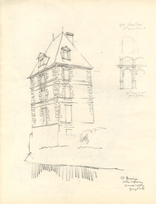 Austin Blomfield - Set of 4 Mid 20C Charcoal Drawings, Building Sketches