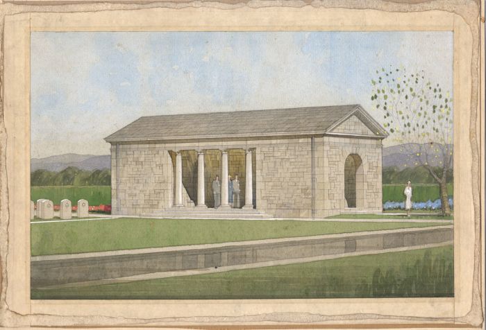 Archive of Sir Reginald Blomfield RA - Early 20C Watercolour, High Wood Cemetary