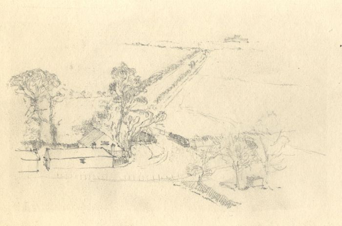 Austin Blomfield - Mid 20th Century Graphite Drawing, Farm and Country Roads