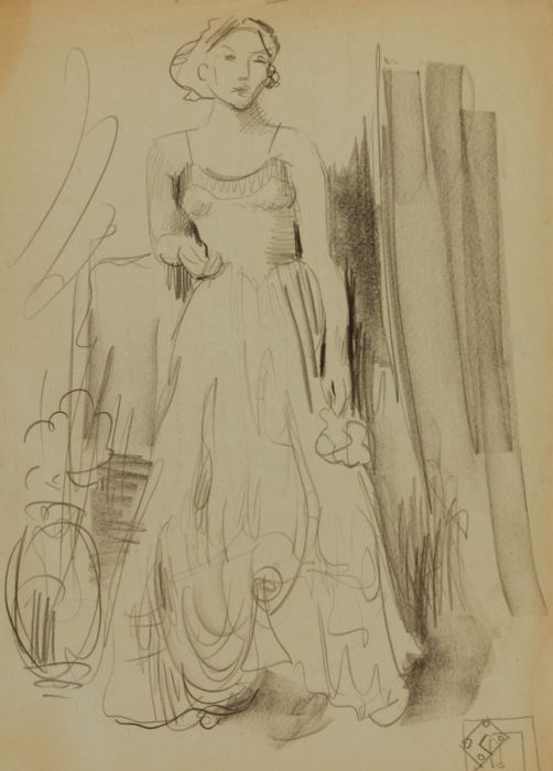 Georg Mayer-Marton - Mid 20th Century Pastel, Study of Woman in Gown