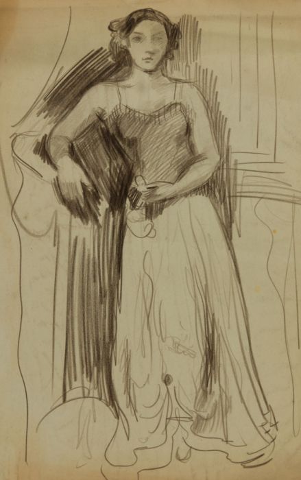 Georg Mayer-Marton - Mid 20th Century Pastel, Study of Woman in Gown