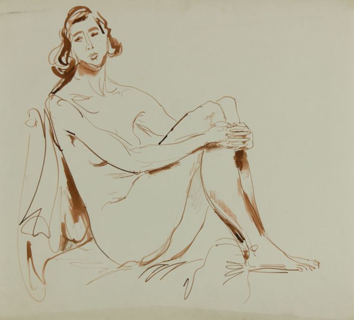 Georg Mayer-Marton - Mid 20th Century Pen and Ink Drawing, Expressionist Nude