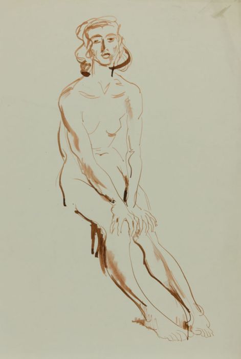 Georg Mayer-Marton - Mid 20th Century Pen and Ink Drawing, Expressionist Nude