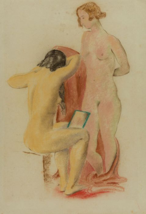 Georg Mayer-Marton - Mid 20th Century Pastel, Nudes in an Interior