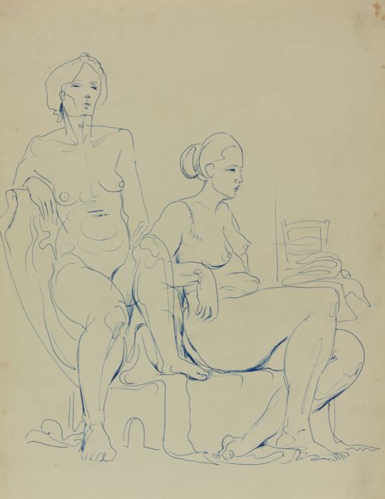 Georg Mayer-Marton - Mid 20th Century Pen and Ink Drawing, Seated Nudes