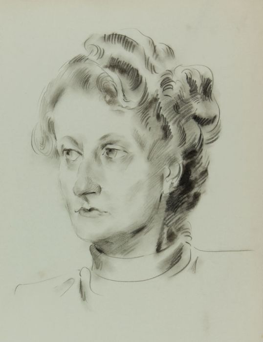 Georg Mayer-Marton - Mid 20th Century Charcoal Drawing, Portrait of a Woman