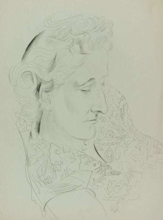 Georg Mayer-Marton - Mid 20th Century Graphite Drawing, Woman in Floral Dress