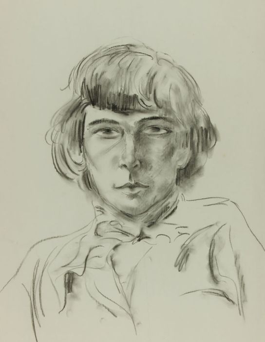 Georg Mayer-Marton - Mid 20th Century Charcoal Drawing, Portrait of Young Man