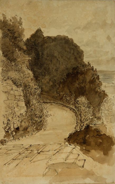Austin Blomfield - Mid 20th Century Pen and Ink Drawing, Coastal Path