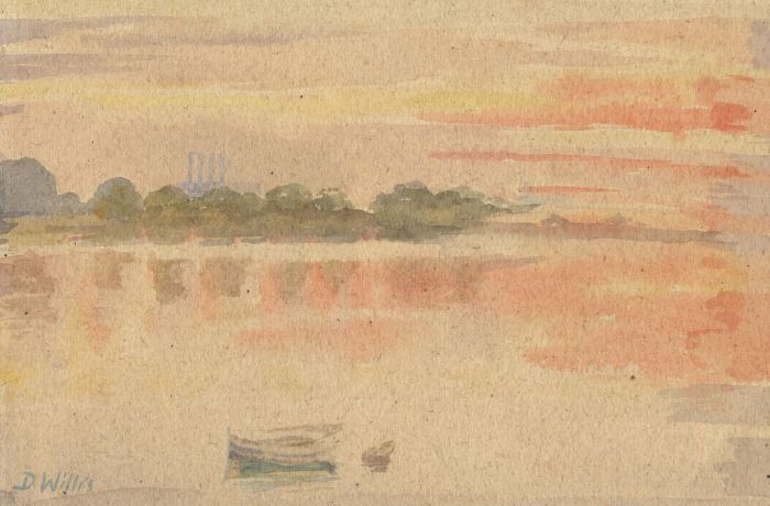 Dorothy Willis - 1947 Watercolour, View over Water at Siwase