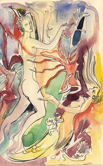 Hans Baumhauer - 1958 Watercolour, The Mermaid
