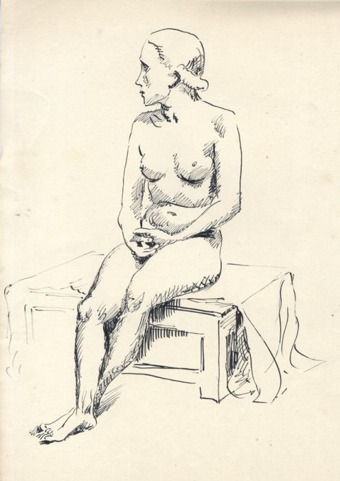 Georg Mayer-Marton - Mid 20th Century Pen and Ink Drawing, Seated Nude