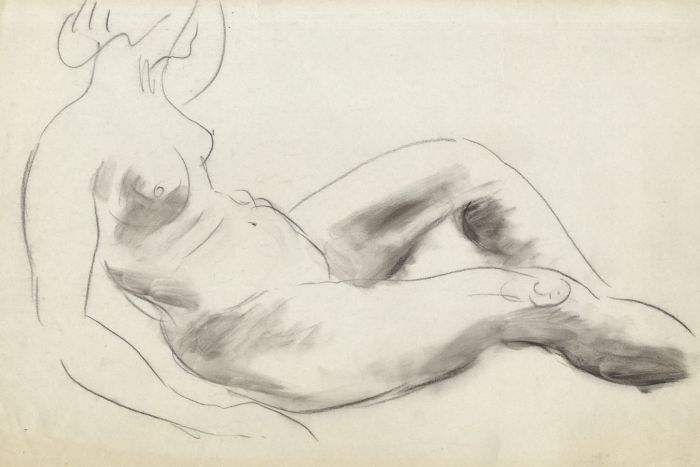 Georg Mayer-Marton - Mid 20th Century Charcoal Drawing, Reclining Nude