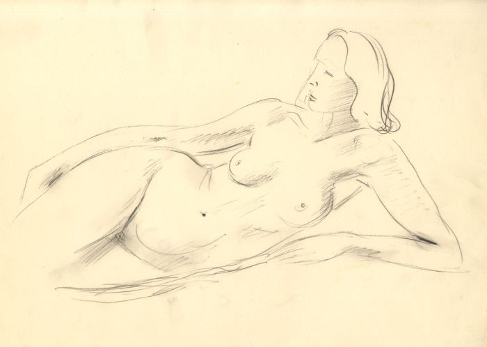 Georg Mayer-Marton - Mid 20th Century Charcoal Drawing, Reclining Nude