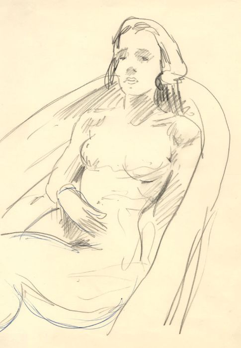 Georg Mayer-Marton - Mid 20th Century Coloured Pencil, Nude in Bath Tub