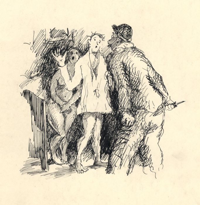 Georg Mayer-Marton - Mid 20th Century Pen and Ink Drawing, Lovers Interrupted