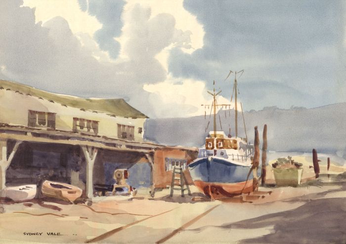 Sydney Vale FRSA - Mid 20th Century Watercolour, Boat Yard, Leigh-on-Sea