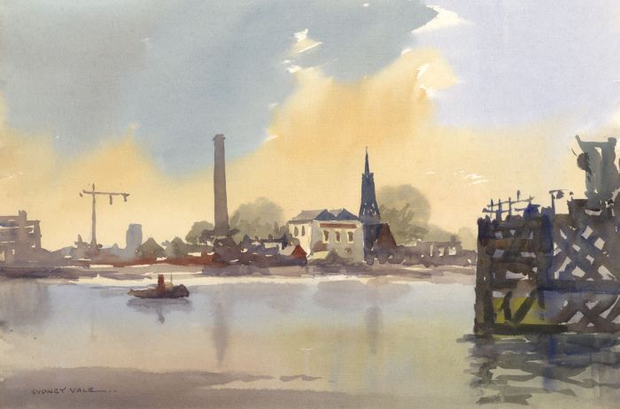 Sydney Vale FRSA - Mid 20th Century Watercolour, Wapping Church, Waterman's Arms