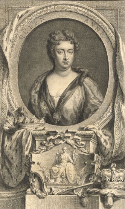Jacobus Houbraken - 1744 Engraving, Portrait of Queen Anne
