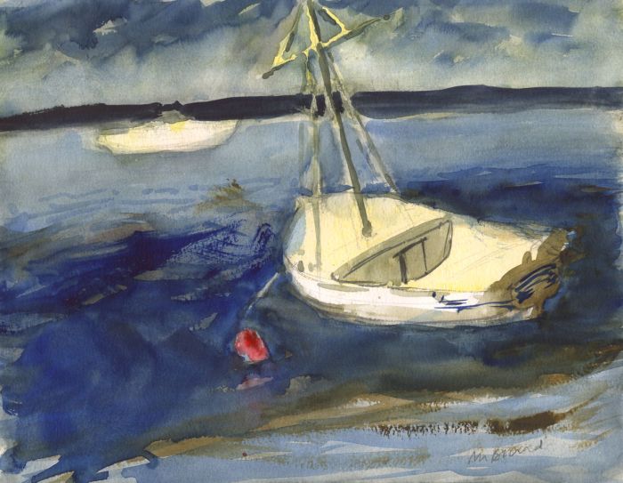 M. Brand - Contemporary Watercolour, Seascape with Boats