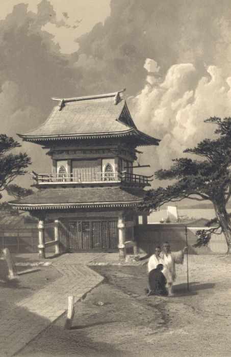 E. Brown - 1856 Lithograph, Entrance to a Temple at Hakotadi