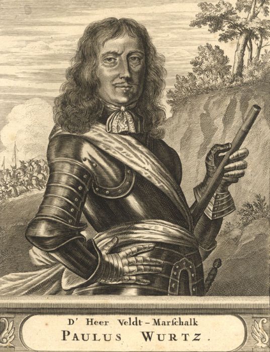 Paulus Wurtz - 17th Century Engraving, Portrait of D' Heer Veldt-Marschalk