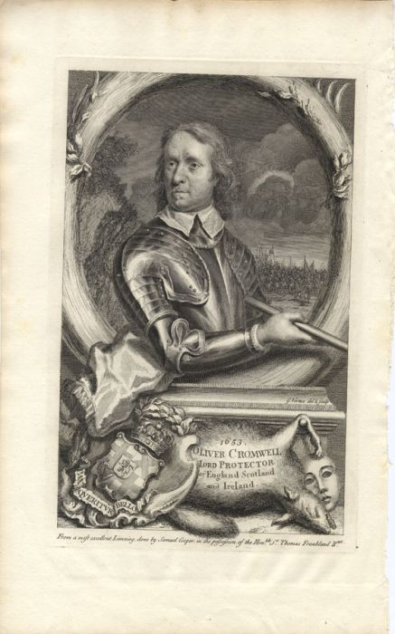 George Vertue after Samuel Cooper - 1732 Engraving, Oliver Cromwell