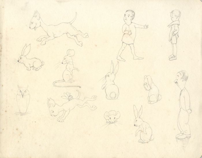 Marjorie Hilda White - Three Early 20th Century Graphite Drawing, Illustrations