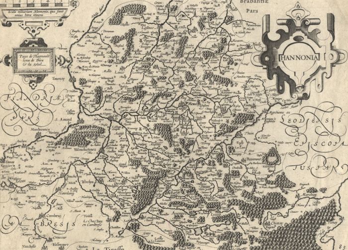 Johannes van Doetecum the Younger - 1612 Engraving, Map of Hannonia (Belgium)