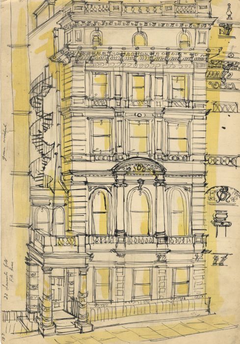 Mid 20th Century Pen and Ink Drawing - Architectural Study